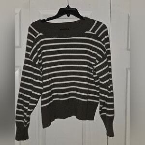 Truth OLIVE GREEN and White Striped Sweater
